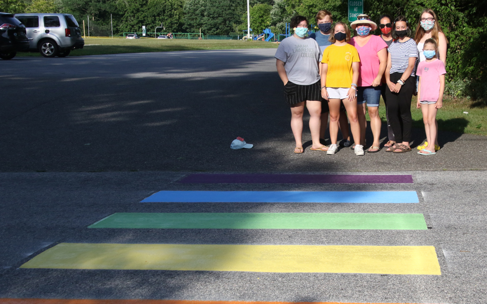 Crosswalk takes on colors of a rainbow