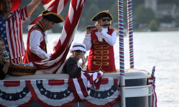 Parade enlivens Bantam Lake evening