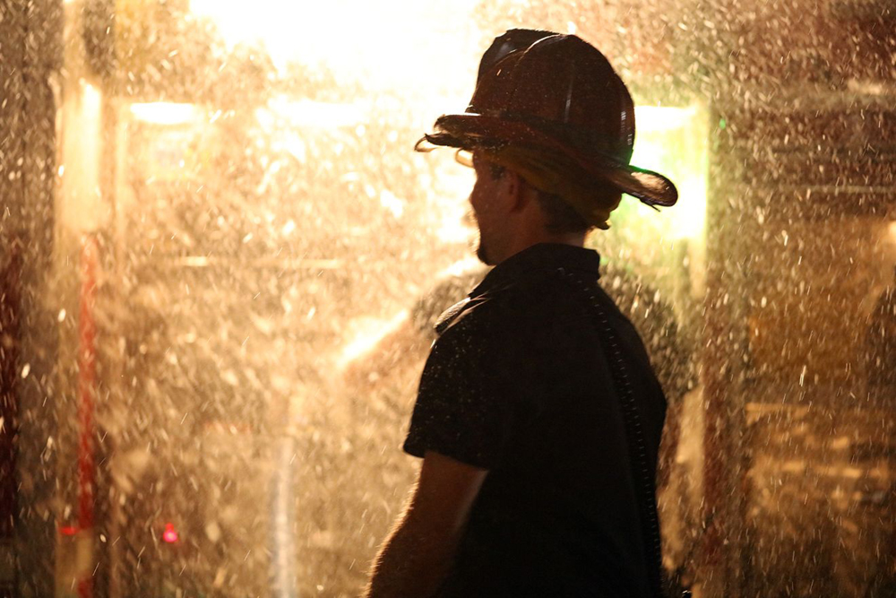 Firefighters hold water supply drill