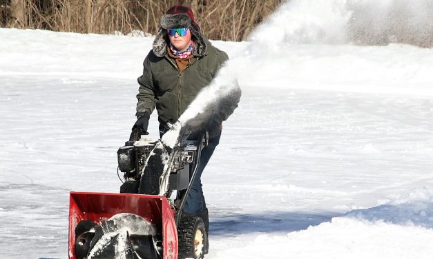 Clearing the skating rink in Goshen