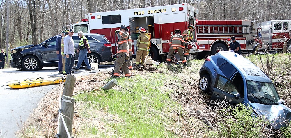 Three injured in two-car crash on Route 118