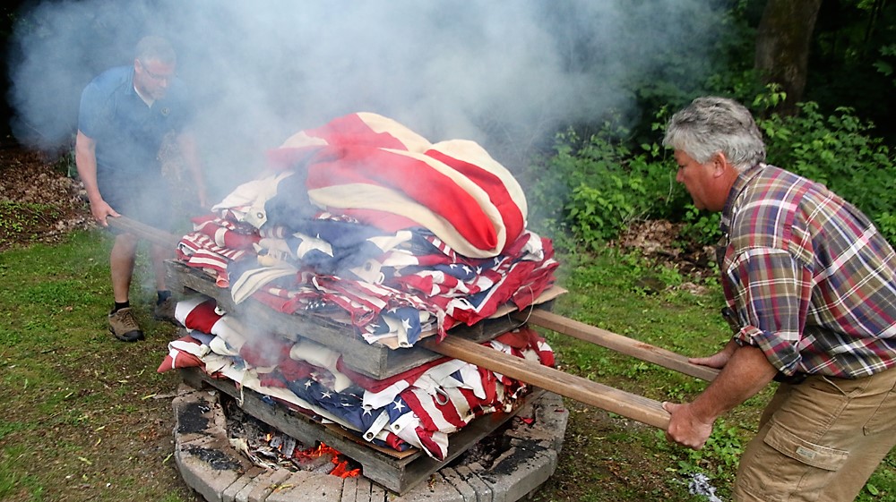 Legion posts retire flags in Flag Day ritual