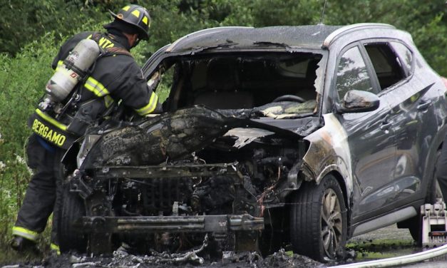 Car destroyed by fire on Route 202