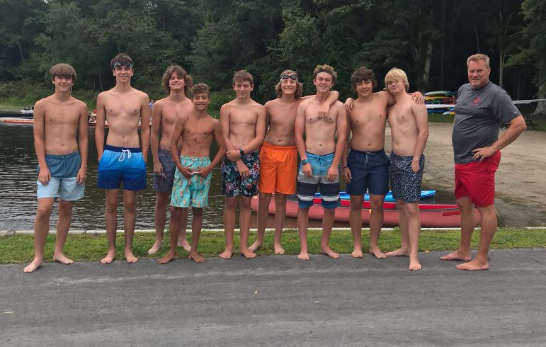 Swimmers make the trip across Bantam Lake