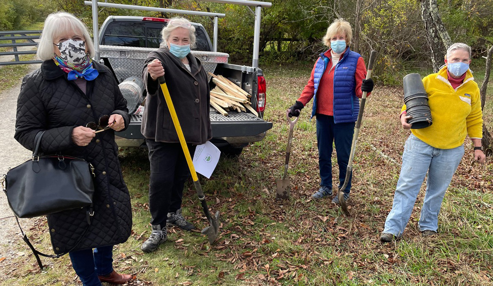 Garden club puts cedar trees in the ground