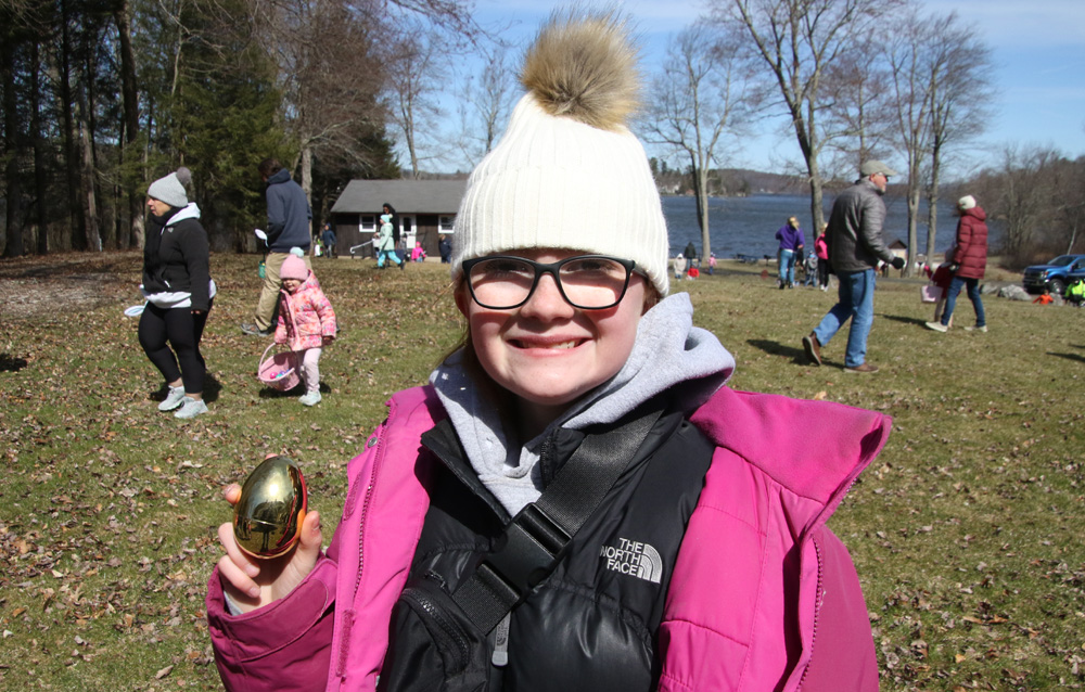 Hunting for eggs on cold day at the lake