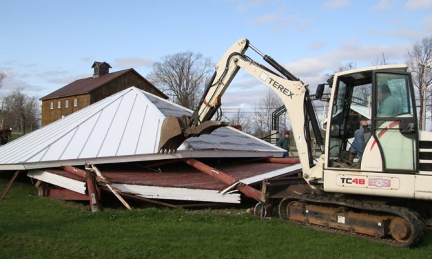 Rickety fairgrounds gazebo demolished