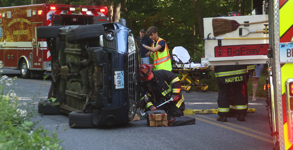 SUV rolls onto its side on West Morris Road