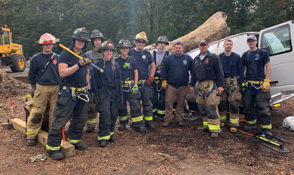 Firefighters practice heavy lifting rescue