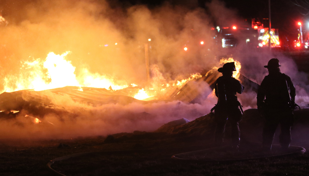 Fire destroys barn on Town Farm Road