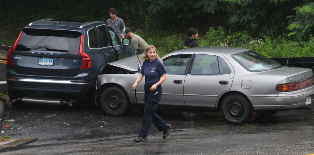 Vehicles collide at intersection on Route 118