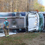 Oil truck rolls over at Litchfield junction