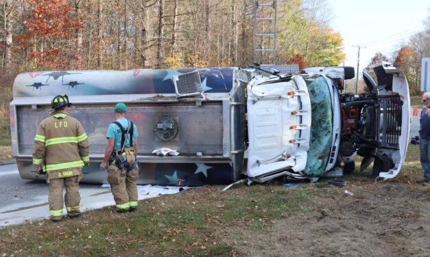 Oil truck rolls over at Litchfield junction