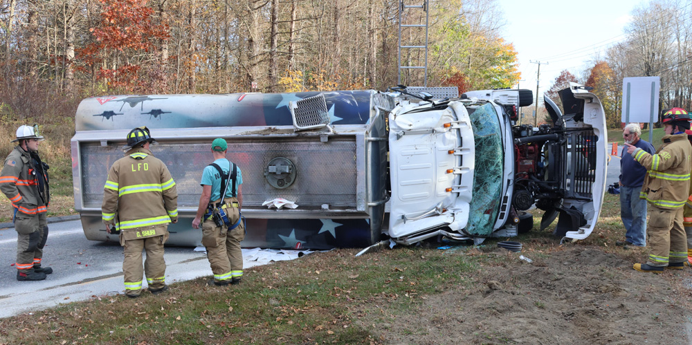 Oil truck rolls over at Litchfield junction