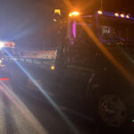 Ambulance damaged at accident scene