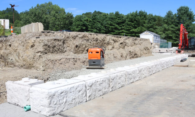 Retaining wall going up at Morris facility
