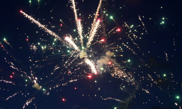 Fireworks light up the sky over Bantam Lake