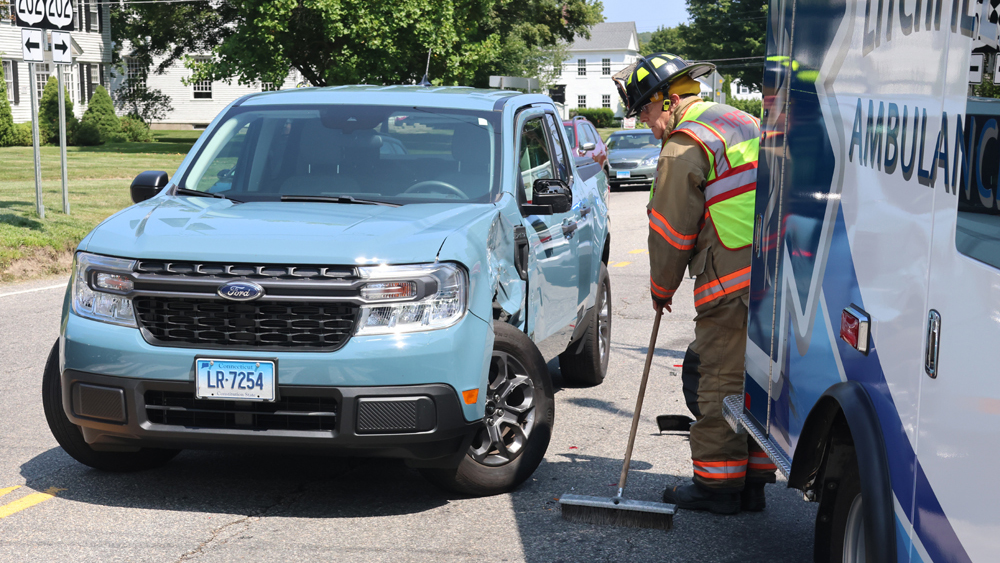 Major damage to ambulance in accident
