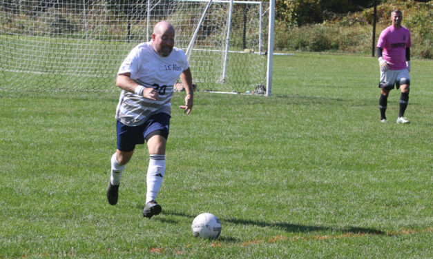 Blues win big in adult soccer league game