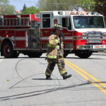 Truck pulls down wires on North Street