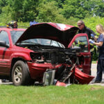 Driver injured in collision with pole