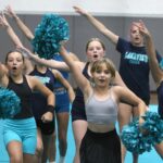 Young cheerleaders display their skills