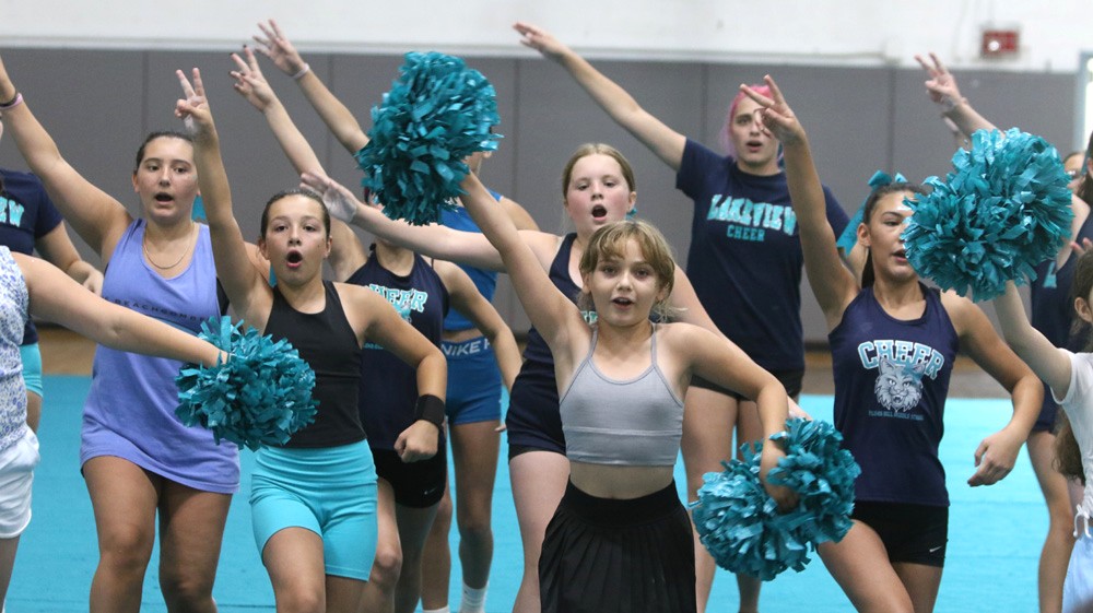 Young cheerleaders display their skills