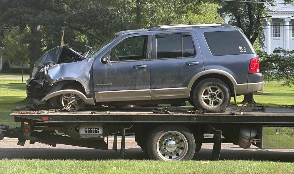 Vehicle causes mayhem in center of town