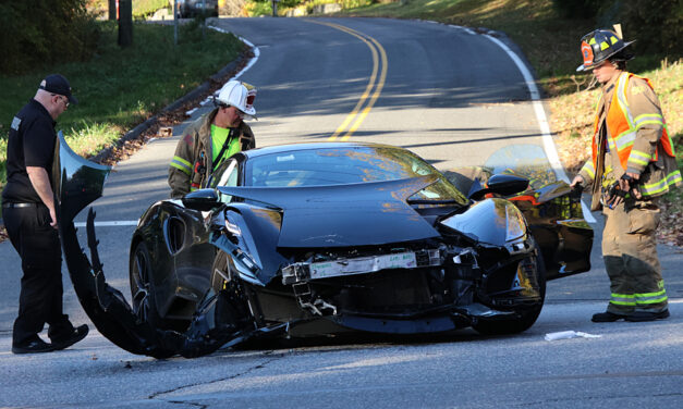 Sleek sports car creamed in Route 118 crash
