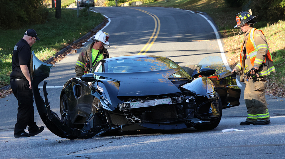 Sleek sports car creamed in Route 118 crash